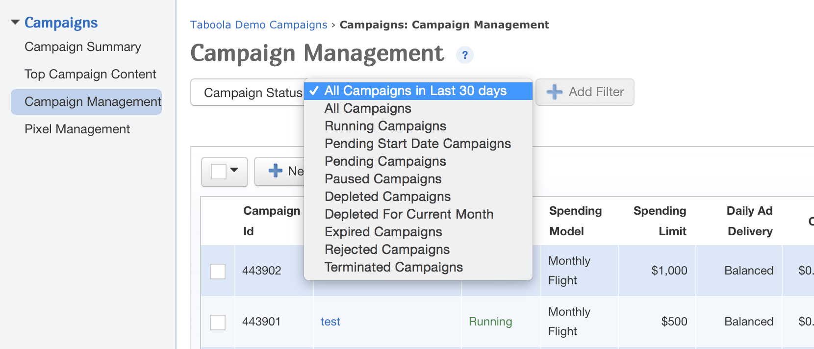 Campaign Management page image